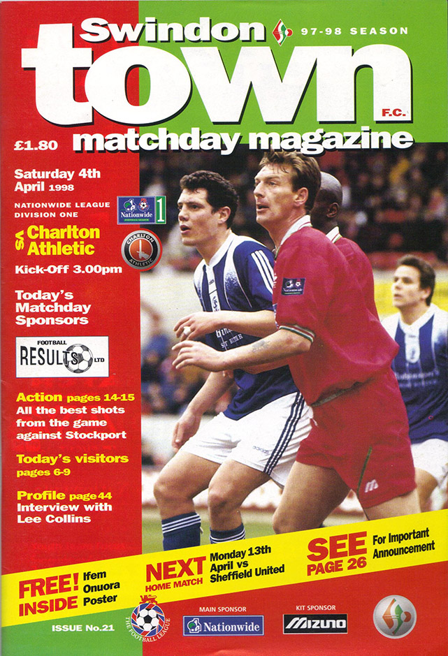 <b>Saturday, April 4, 1998</b><br />vs. Charlton Athletic (Home)